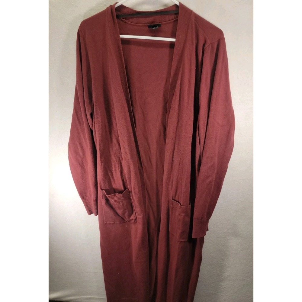 Women's Torrid Soft Duster Cardigan Sweater‎ Burgundy Pockets Size 0 12 Large